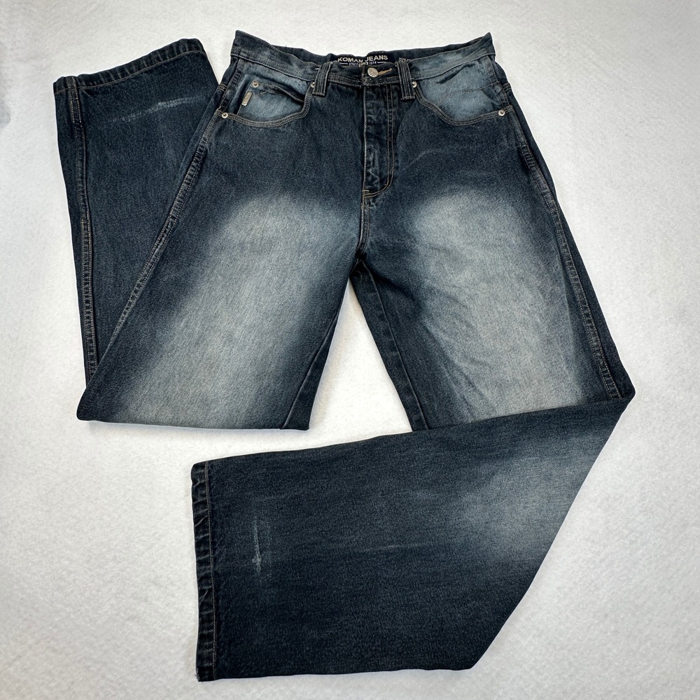 Koman Jeans Baggy Pants Mens 32x34 (Fits as 31x34) Dark Wash Wide Leg 90s Y2K